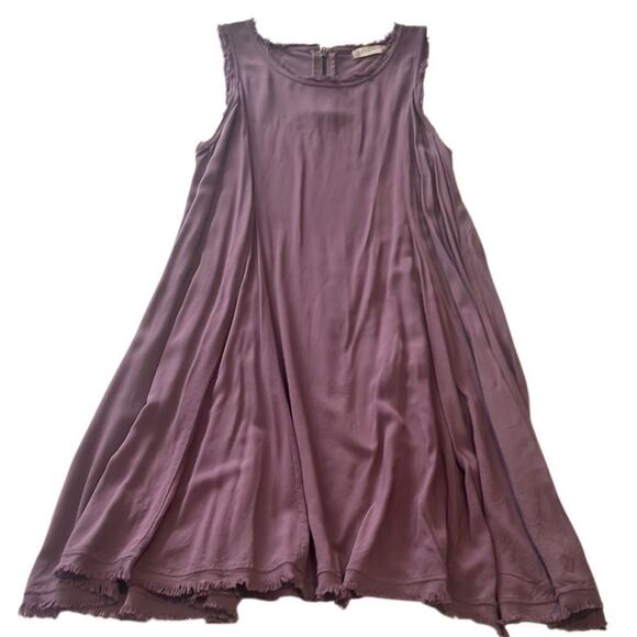 Altar'd State Eggplant Sleeveless Fringe Frayed Shift Dress Size Medium - Picture 2 of 11